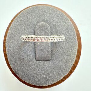 VTG Solid Sterling Silver 925 Illusion Stone Beaded Band Minimalist Ring Size 7